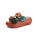 Elegant Wedge Orange Cowhide Leather Slide Sandals