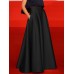 Women Party Collect Waist Solid Pleats A  Line Back Zipper Skirt With Side Pockets