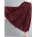 Women Big Swing Solid Color Elastic Waist Loose Casual Long Skirt