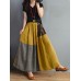 Women Plaid Patchwork Elastic Waist Swing Skirt With Pocket