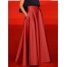 Women Party Collect Waist Solid Pleats A  Line Back Zipper Skirt With Side Pockets