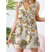 Sleeveless Button Print Flower Pocket Regular Fit Jumpsuit