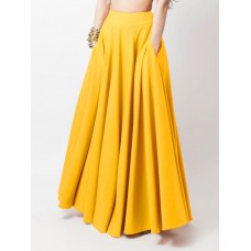 Women Solid Color A  Line Elastic Waist Casual Swing Skirts With Pocket