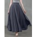 Women Solid Color Back Zip Pleated Casual Swing Skirts With Pocket